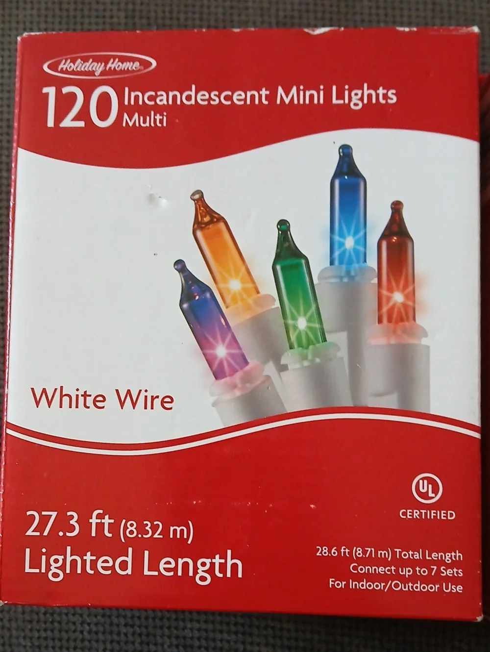 2 NEW Holiday Home White Wire Party String Lights Multicolor Incandescent Bulbs